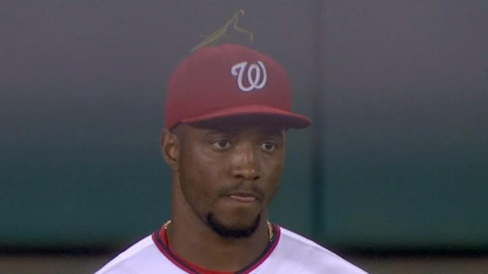 Victor Robles played with a praying mantis on his hat for full