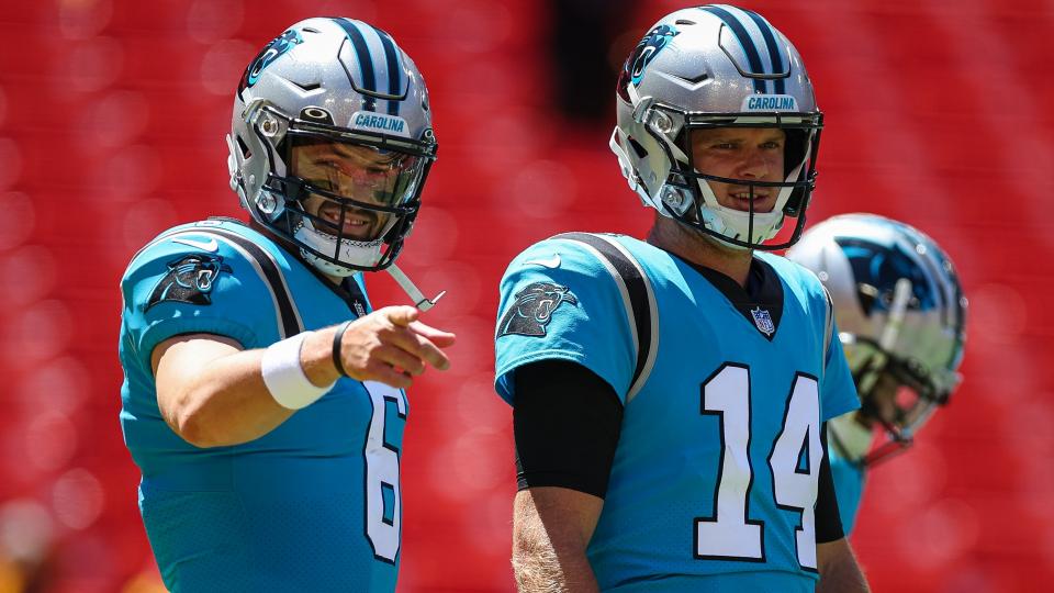 Why Panthers’ Baker Mayfield is predicted to start out  Los Angeles Rams jersey at QB over Sam Darnold, in line with record
