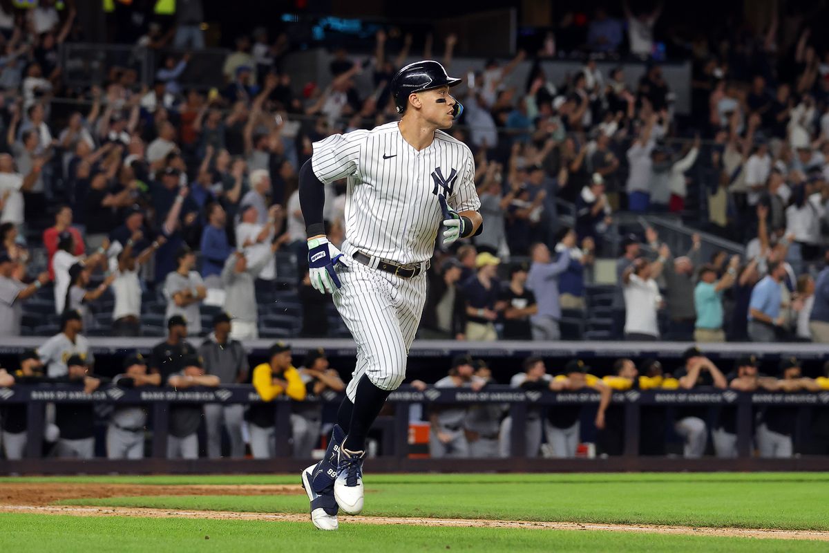 Yankees' Aaron Judge hits 60th home ny yankees uniform r, ties Babe Ruth in  home run chase