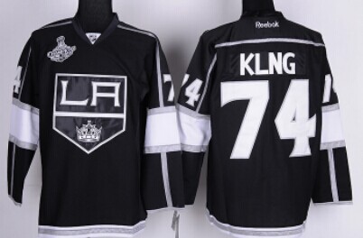 Los Angeles Kings #74 Dwight King 2014 Champions Patch Black Jersey