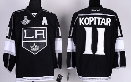 Los Angeles Kings #11 Anze Kopitar 2014 Champions Patch Black Jersey