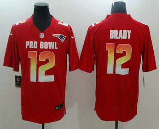 Men's New England Patriots #12 Tom Brady Red 2018 Pro Bowl Stitched NFL Nike Game Jersey