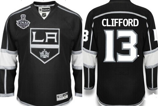 Los Angeles Kings #13 Kyle Clifford 2014 Champions Patch Black Jersey
