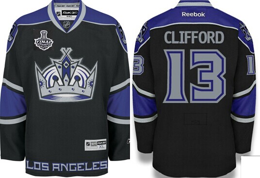 Los Angeles Kings #13 Kyle Clifford 2014 Champions Patch Black Third Jersey