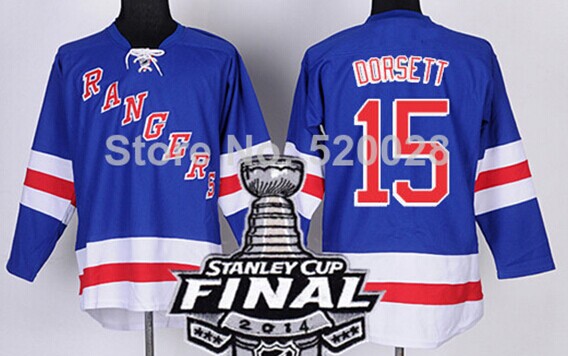 New York Rangers #15 Derek Dorsett 2014 Stanley Cup Light Blue Jersey