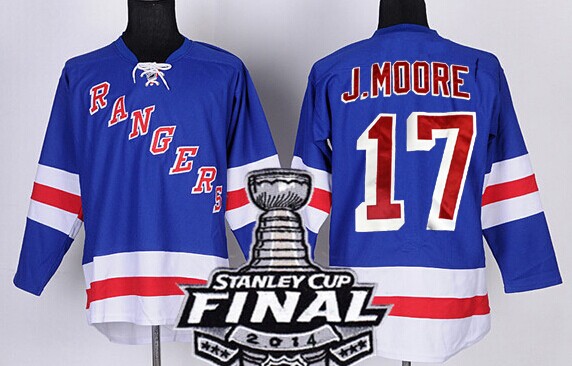 New York Rangers #17 John Moore 2014 Stanley Cup Light Blue Jersey