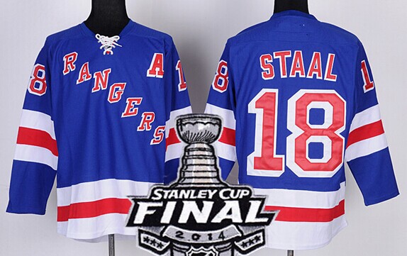 New York Rangers #18 Marc Staal 2014 Stanley Cup Light Blue Jersey
