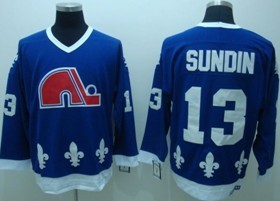 Quebec Nordiques #13 Mats Sundin Navy Blue Throwback CCM Jersey