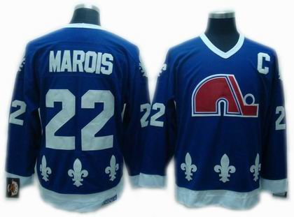 Quebec Nordiques #22 Mario Marois Navy Blue Throwback CCM Jersey 