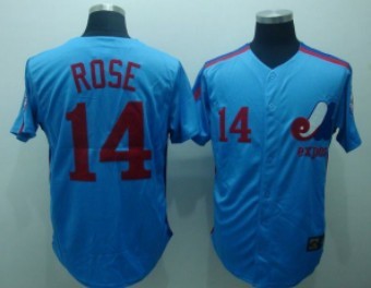 Montreal Expos #14 Pete Rose 1982 Blue Throwback Jersey 