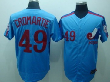 Montreal Expos #49 Warren Cromartie 1982 Blue Throwback Jersey