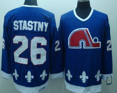 Quebec Nordiques #26 Peter Stastny Navy Blue Throwback CCM Jersey 