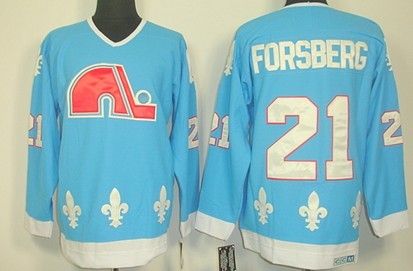 Quebec Nordiques #21 Peter Forsberg Light Blue Throwback CCM Jersey 