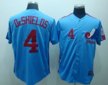 Montreal Expos #4 Delino DeShields 1982 Blue Throwback Jersey 