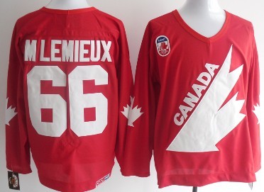 Team Canada #66 Mario Lemieux 1991 Olympic Red Throwback CCM Jersey