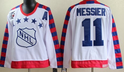 NHL 1992 All-Star #11 Mark Messier White 75TH Throwback CCM Jersey 