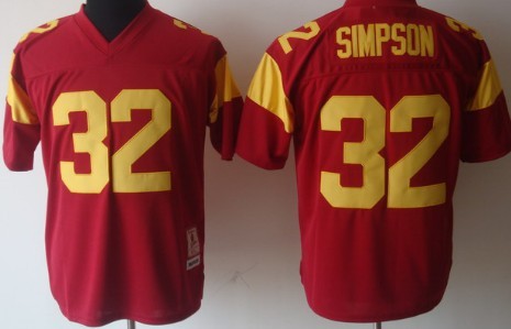 USC Trojans #32 O.J Simpson Red Throwbck Jersey 