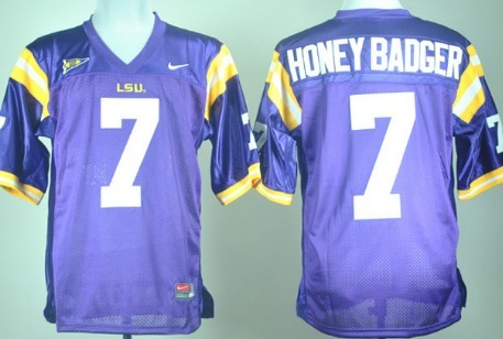 LSU Tigers #7 Honey Badger Purple Jersey