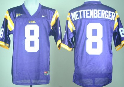 LSU Tigers #8 Zach Mettenberger Purple Jersey
