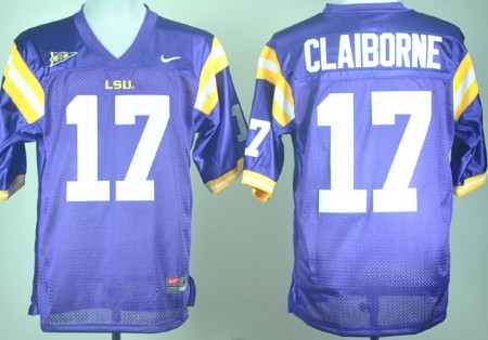 LSU Tigers #17 Morris Claiborne Purple Jersey