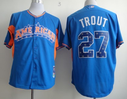 LA Angels of Anaheim #27 Mike Trout 2013 All-Star Blue Jersey 