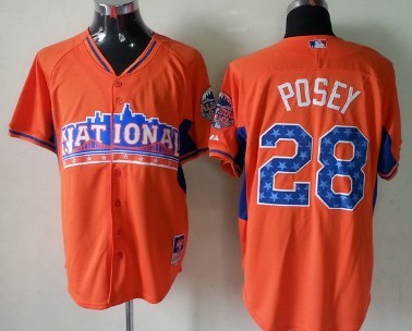 San Francisco Giants #28 Buster Posey 2013 All-Star Orange Jersey