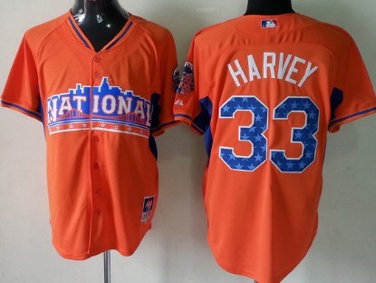 New York Mets #33 Matt Harvey 2013 All-Star Orange Jersey