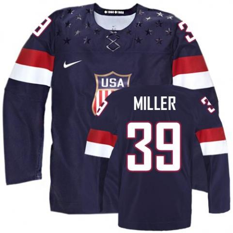 2014 Olympics USA #39 Ryan Miller Navy Blue Jersey