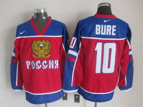 Men's Team Russia #10 Pavel Bure Nike Red Vintage Throwback Jersey