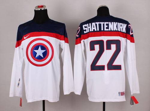 2015 Men's Team USA #22 Kevin Shattenkirk Captain America Fashion White Jersey