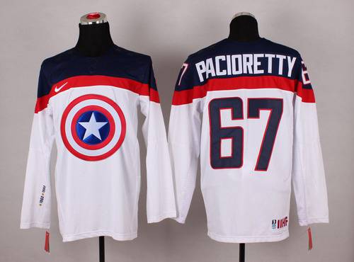 2015 Men's Team USA #67 Max Pacioretty Captain America Fashion White Jersey