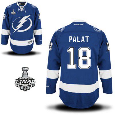 2015 Stanley Cup - Men's Reebok Tampa Bay Lightning #18 Ondrej Palat Premier Royal Blue Home NHL Jersey - Ondrej Palat