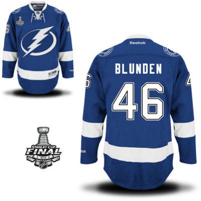 2015 Stanley Cup - Men's Reebok Tampa Bay Lightning #46 Mike Blunden Royal Blue Home NHL Jersey - Mike Blunden