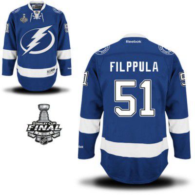 2015 Stanley Cup - Men's Reebok Tampa Bay Lightning #51 Valtteri Filppula Premier Royal Blue Home NHL Jersey - Valtteri Filppula