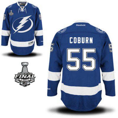2015 Stanley Cup - Men's Reebok Tampa Bay Lightning #55 Braydon Coburn Royal Blue Home NHL Jersey - Braydon Coburn