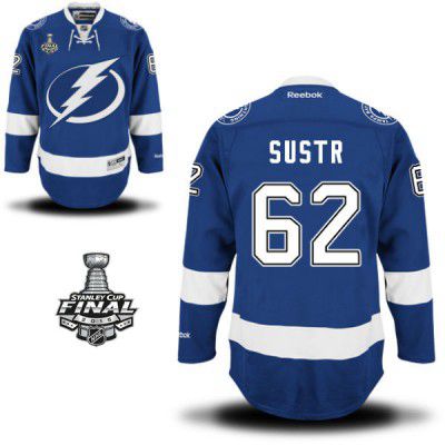 2015 Stanley Cup - Men's Reebok Tampa Bay Lightning #62 Andrej Sustr Royal Blue Home NHL Jersey - Andrej Sustr