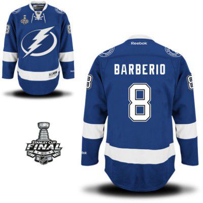2015 Stanley Cup - Men's Reebok Tampa Bay Lightning #8 Mark Barberio Royal Blue Home NHL Jersey - Mark Barberio