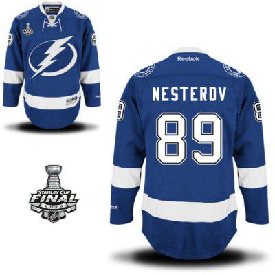 2015 Stanley Cup - Men's Reebok Tampa Bay Lightning #89 Nesterov Premier Royal Blue Home NHL Jersey - Nikita Nesterov