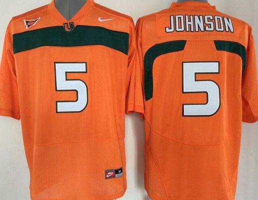 Men's Miami Hurricanes #5 Andre Johnson Orange NCAA Football Nike Jersey