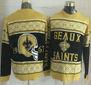 Men's New Orleans Saints Black With Yellow NFL Sweater