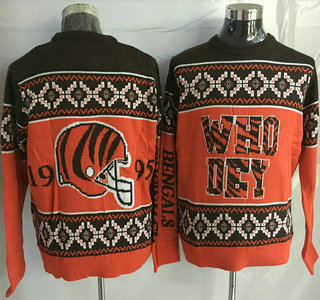 Men's Cincinnati Bengals Orange With Black NFL Sweater