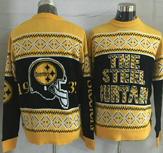 Men's Pittsburgh Steelers Black With Yellow NFL Sweater