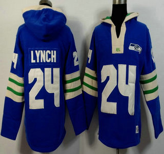 Men's Seattle Seahawks #24 Marshawn Lynch Light Blue 2015 NFL Hoody