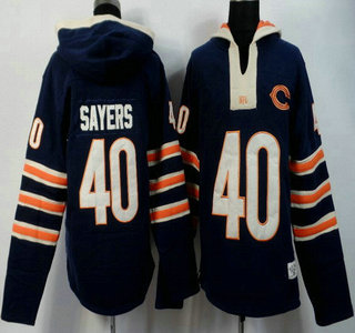 Men's Chicago Bears #40 Gale Sayers Navy Blue Team Color 2015 NFL Hoody