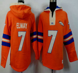 Men's Denver Broncos #7 John Elway Orange Team Color 2015 NFL Hoody