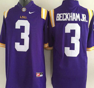 LSU Tigers #3 Odell Beckham Jr. Purple 2015 College Football Nike Limited Jersey