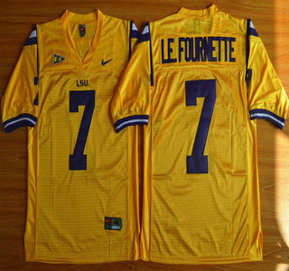 LSU Tigers #7 Le.Fournette Gold 2015 College Football Nike Limited Jersey