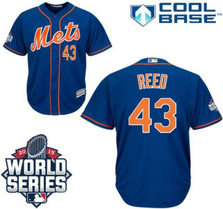 New York Mets #43 Addison Reed Royal Blue Orange Cool Base Jersey with 2015 World Series Participant Patch