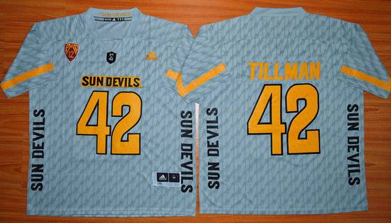 Men's Arizona State Sun Devils #42 Pat Tillman Gray Desert Ice 2015 College Football Jersey