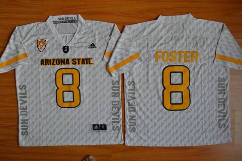 Men's Arizona State Sun Devils #8 D.J. Foster White Desert Ice 2015 College Football Jersey